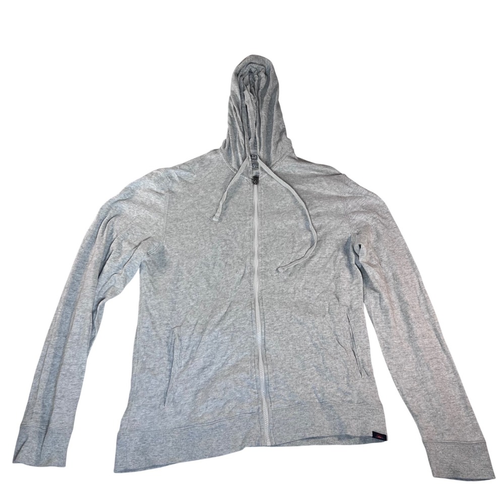 Faherty Sunwashed Organic Cotton Zip Up Hoodie Heather Grey Womens Medium